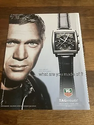 Original 2003 Tag Heuer Watch Steve McQueen Frame Ready Magazine Advert Retro A • £9.95
