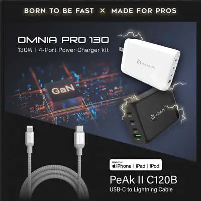 Adam Elements - OMNIA Pro 130 4-Port Power Charger W Travel Kits • $149.95
