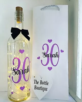 Personalised Birthday Gift Light Up Bottle With Gift Bag 16th 18th 21st 30th • £14.95