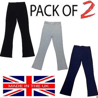 Pack Of 2 Ladies Womens Bootleg Flared Trousers Stretch Size 12  16 Bootcut Uk • £9.95