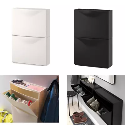 IKEA Shoe Storage Cabinet Stackable Cupboard Draw Wall Mounting White 2 Pack • £49.83