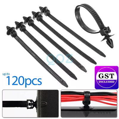 120pcs Push Mount Winged Cable Wire Ties Car Chassis Zip Tie Nylon Fixing Strap • $13.78