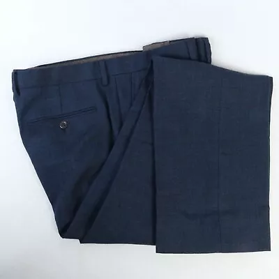 J. Crew Bowery Classic Fit 100% Wool Navy Blue Pants Tonal Check Weave 34w 34l* • $44.99