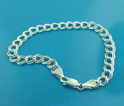 New 925 Sterling Silver Starter Double Link 7  Charm Bracelet - Made In Italy • $26