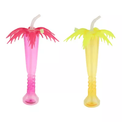 2 Pieces Coconut Tree Drink Coffee Straw Cup Tropical   Ornament • £10.96