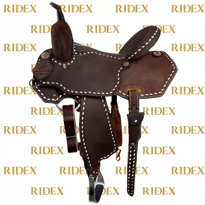 Best Quality Western Leather Barrel Rough Out Saddle With Tack Set For Horse. • $418.29