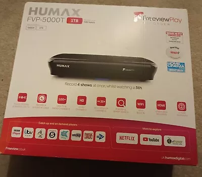 £250 • Buy Humax FVP-5000T - 1TB - Black Freeview Play HD TV Recorder