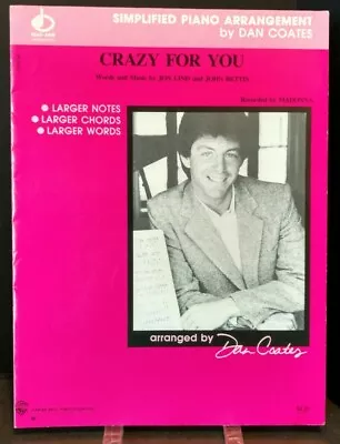 Crazy For You Sheet Music Madonna Simple Piano Large Notes Chords Words F2X • $10