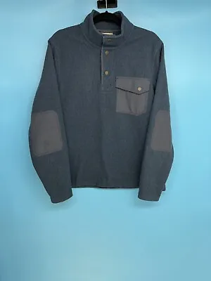 L.L.Bean Men's Blue Allagash Fleece Henley Pullover T Snap Jacket Size: M • $16