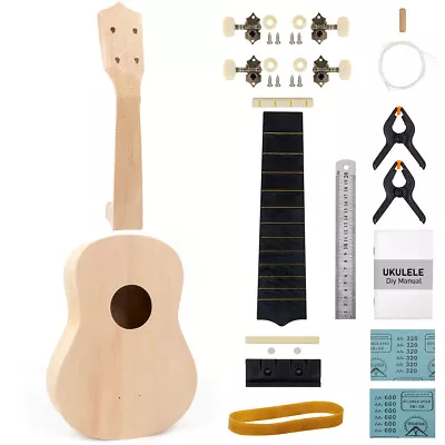 $47.29 • Buy Kmise Ukulele Soprano DIY Kit Bass Wood Build Your Own Uke With Full Accessories