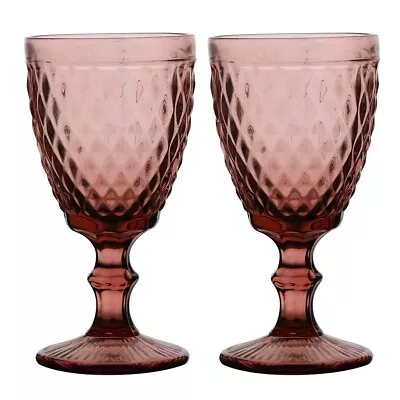 Vintage Red White Wine Drinking Goblets Rouge Coloured Glasses Set 300ml Drinks • £14.99