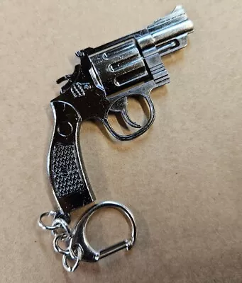 Mini Model Revolver Pistol Hand Gun Keyring Solid Metal 8cm UK Seller Free P&P • £3.95