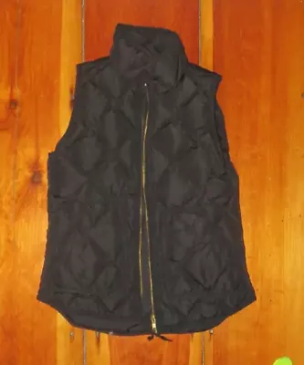 J Crew  Puffer Vest Black Full Zip Sleeveless Quilted Goose Down Size XXS • $18.99