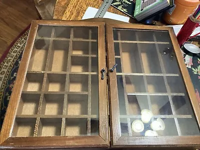 Vtg Wooden Shadow Box For Keepsakes Like Miniatures . 2 Hinged Doors-17”x 15.25” • $60