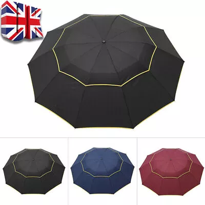 62  Extra Oversize Large Compact Golf Umbrella Double Canopy Vented Windproof + • £10.99