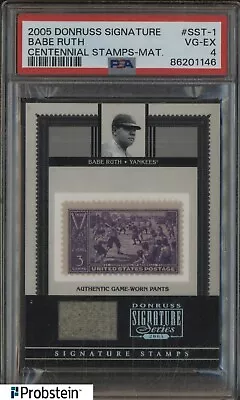 2005 Donruss Signature Centennial Stamps-Material Babe Ruth #02/40 #SST-1 PSA 4 • $203.50
