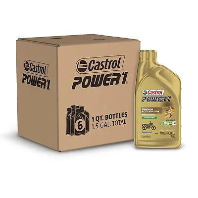 Castrol Power1 4T 10W-40 Full Synthetic Motorcycle Oil 1 Quart Pack Of 6 • $79.01