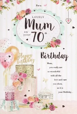 Mum 70th Birthday Card -luxury Card • £3.89