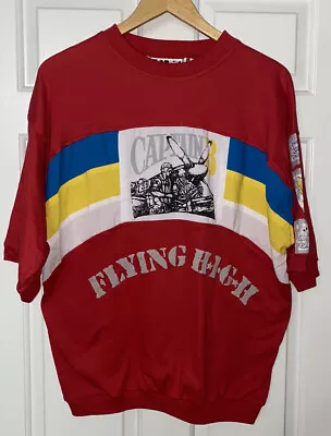 VINTAGE Aviation Flying High Mash Captain B Single Stitch Ringer 70s Shirt LARGE • $7.42