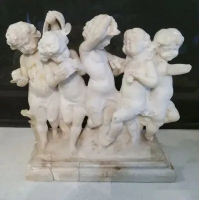 5 Cherubs Professor Ferdinand Anreini Antique Carved Alibaster Marble Sculpture • $1499.99
