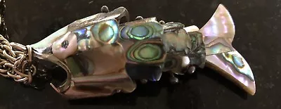 Vintage 3  Articulated Moveable Abalone Fish Bottle Opener Pendant MOP • $19.99
