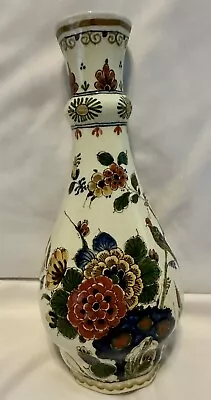 Vintage Royal Goedewaagen Delft Pottery 9” Vase Holland  Peacock Peony • $42.90