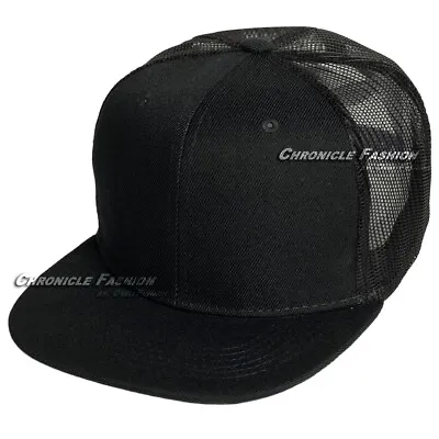 Baseball Cap Trucker Hat Mesh Snapback Adjustable Solid Plain Flat Men Hats Caps • $8.75