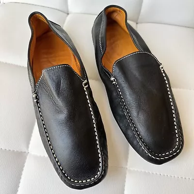 TOD’S Mens Black Leather Slip On Loafers Driving Moccasins Sz 7.5 • $74.99