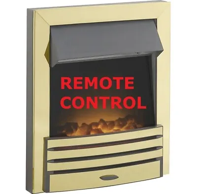 Electric Fire Brass Coal Flame Remote Control Inset Fire Heater Bnib • £181.99