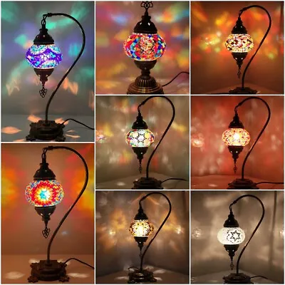 £28.49 • Buy Turkish Moroccan Mosaic Lamp Tiffany Glass Table Desk Colorful - Free LED Bulb