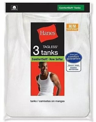 3 Pack Hanes Tagless Tanks Mens Undershirts Size M/M • $13.99