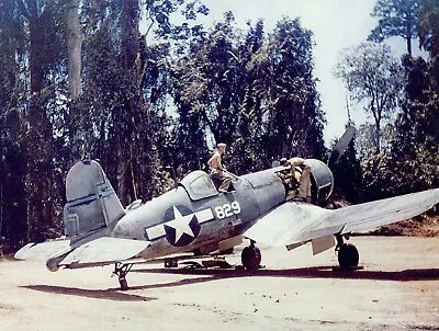 WW2 WWII COLOR Photo F4U Corsair Black Sheep VMF-214 Munda 1943 World War Two  • $6.99