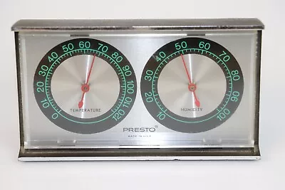 Vintage Presto Temperature Humidity Weather Station Desk Thermometer Made In USA • $14.99