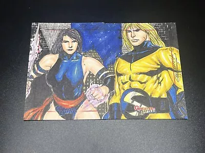 Marvel Greatest Battles Sketch Cards By Mark Marvida Psylocke And Sentry • $125