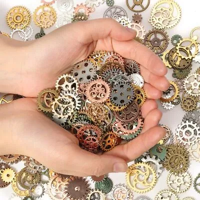 $5.99 • Buy 50-100g Metal Gears Mixed Vintage Pendant Steampunk Cogs Charms Jewelry Making