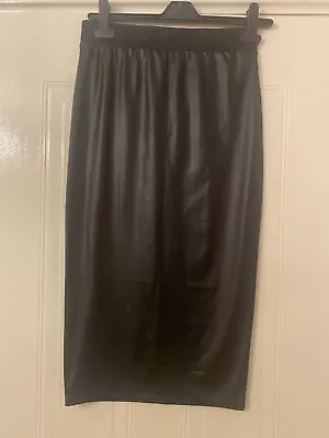 Women Wetlook PVC Pencil Tube Midi Skirt Ladies Leather Bodycon Skirt SIZE 12-14 • £5.50