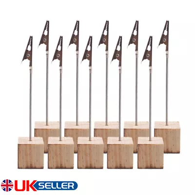 10pcs Wood  Metal Photo Alligator Clip Memo DIY Wires Picture Holder Table Stand • £7.19