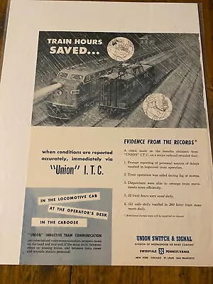 Vintage 1952 Union Switch & Signal Train Hours Saved Ad • $17.08