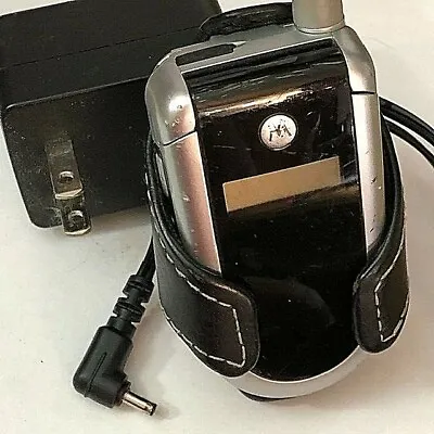 Motorola Flip Phone Cell V180 Fold Handy Leather Belt Clip Cable Silver/Blk GSM • $12.80