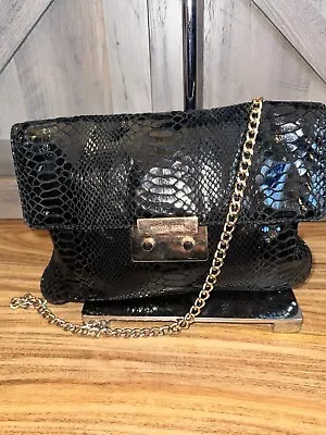 Michael Kors Sloan Snake Embossed Flap Clutch Chain Dressy Bag LEATHER • $55