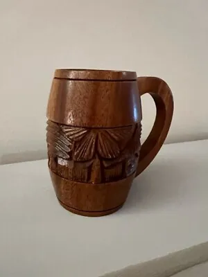 Beer Hand Carved Mug Cup Vintage Wood Stein Retro Style Wooden • $12