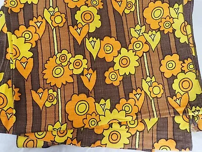 £64.99 • Buy Vintage Retro Curtains 70s  Orange Brown Yellow Fabric W44” D65” Prop  VW Camper