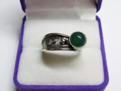 Vintage Russian Soviet Sterling Silver 925 Ring ChrysopraseWomen's Jewelry 8.5 • $179