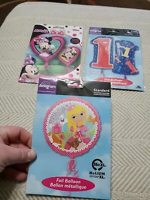 3 Happy Birthday Mylar Balloons- Minnie Mouse Princess Party Decorations Lot S • $10