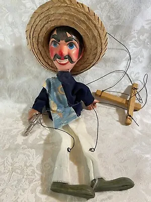Vintage Marionette Doll Puppet Mexican Folk Art Hombres With Toy Gun • $14.99