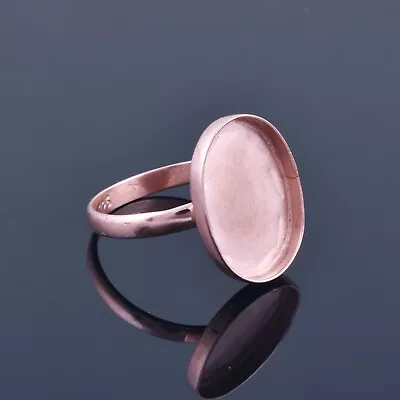 RoseGold On 925 Sterling Silver Oval Blank Bezel Cup Stone Setting Ring Supplies • $11