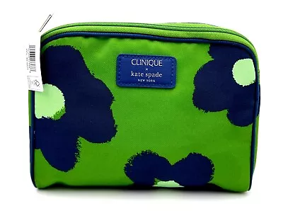 New With Tag! Clinique X Kate Spade Green Navy  Makeup Bag Zipper Pouch • $9