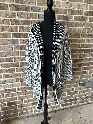 ZARA Knit Hooded Cardigan Size Medium Long Sleeves Multicolored Chunky Knit • $13.79