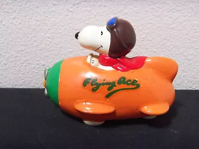 Vintage 1977 Peanuts Snoopy Flying Ace Orange Airplane Bank • $23