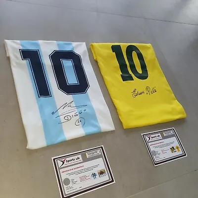 Maradona & Pele Signed Brazil & Argentina World Cup Shirt Jersey With COA PROOF • $1118.85